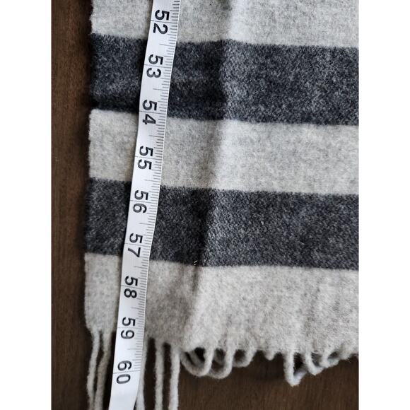Coach Wool Cashmere blend scarf 9 1/2" w 59" long UNISEX BLUE GRAY STRIPED - Picture 4 of 5